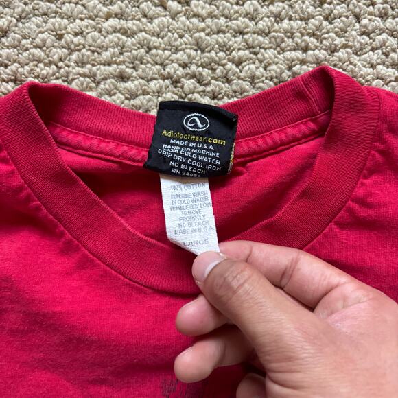 vintage y2k 2000s adio footwear skate tshirt red large emo grunge goth - Picture 4 of 8